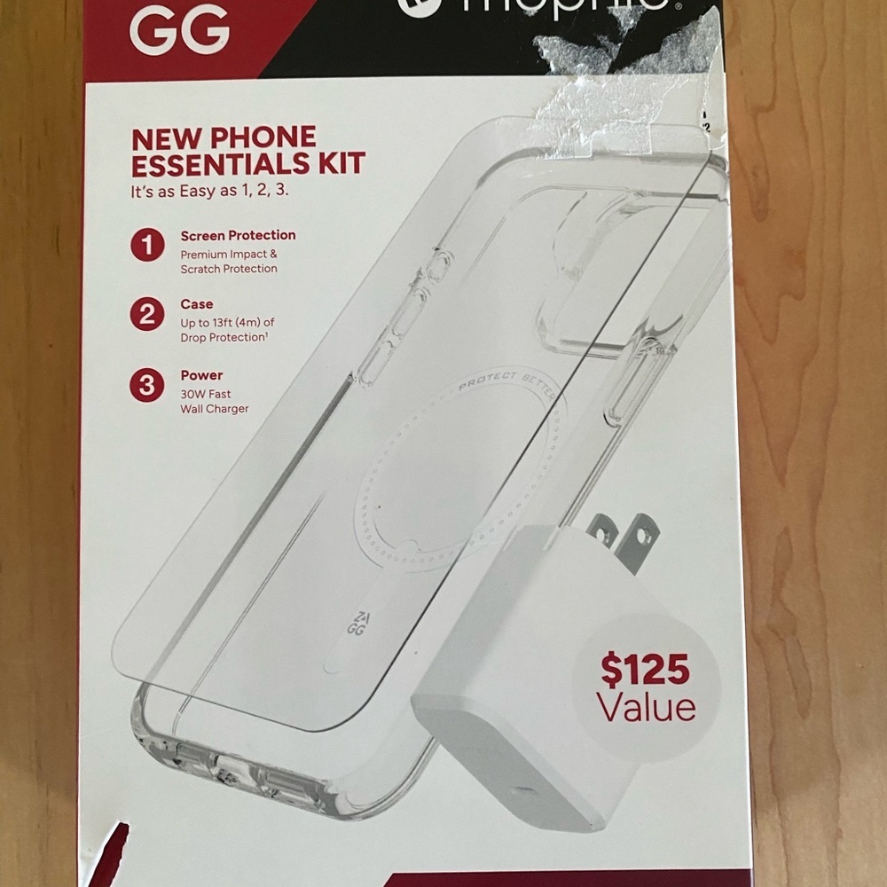 ZAGG mophie New Phone Essentials Kit 360 Screen Protection 30W Wall Charger - Picture 4 of 16